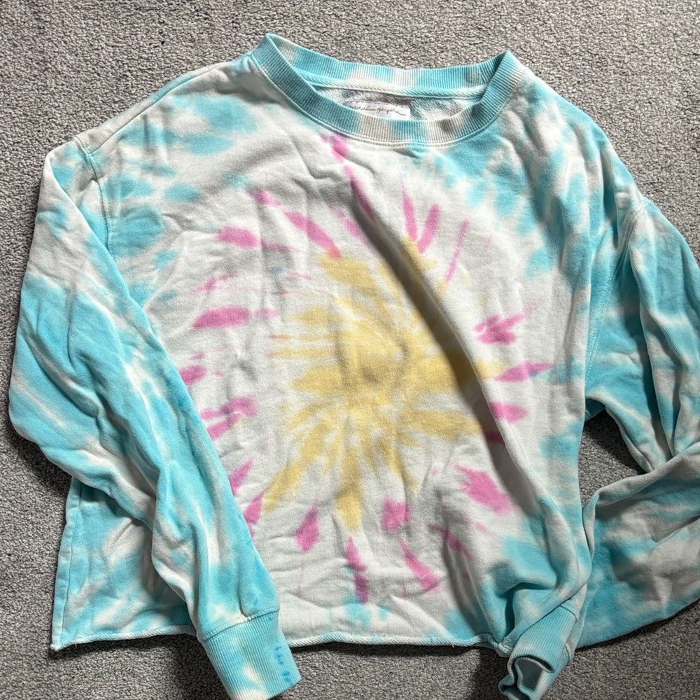 Spiritual Gangster Pastel Tie-Dye Crewneck Sweatshirt - Blue, Yellow & Pink